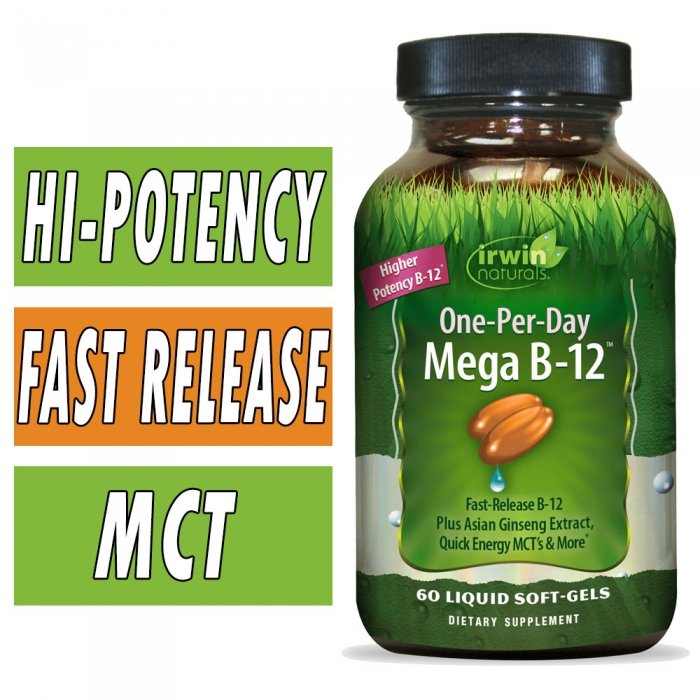 One Per Day Mega B12 - Irwin Naturals - 60 Liquid Softgels Bottle Image