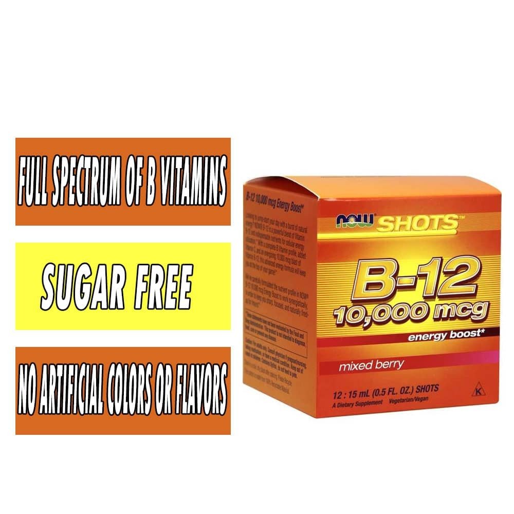 B12 By NOW Foods, Energy Boost, 10,000 mcg, Mixed Berry, 12: 15 mL Shots