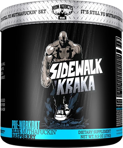 Sidewalk Kraka Pre Workout By Iron Addicts, Blue Raspberry, 30 Servings