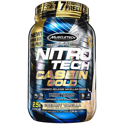 Nitro Tech Casein Gold By MuscleTech, Vanilla, 2.5LB