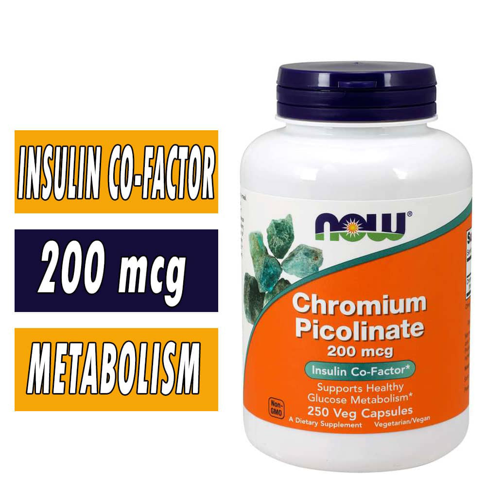 NOW Chromium Picolinate - 200 mcg - 250 Veg Capsules