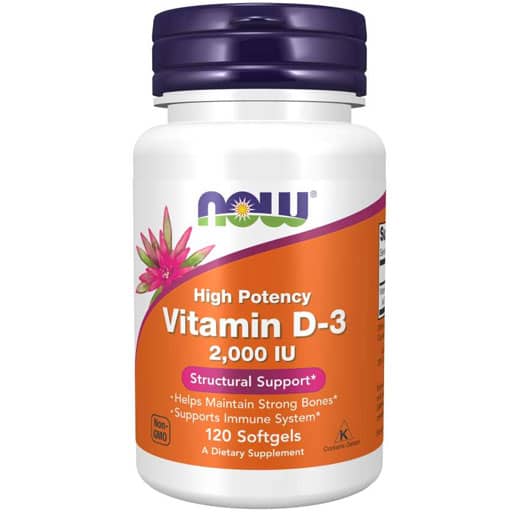 NOW, Vitamin D-3, 2,000 IU, 120 Softgels,