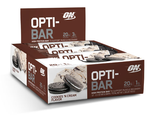 Opti Bar, Cookies 'N Cream, Protein Bar, By Optimum Nutrition,12/Box EXP: 07/17