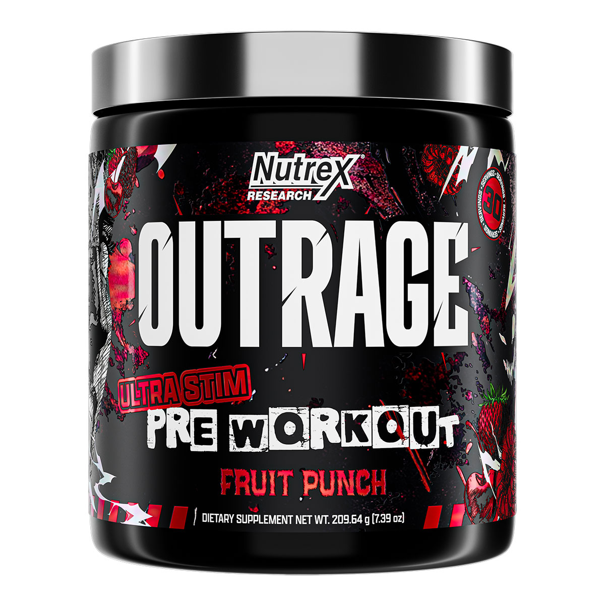 Outrage Pre Workout - Fruit Punch - 30 Servings