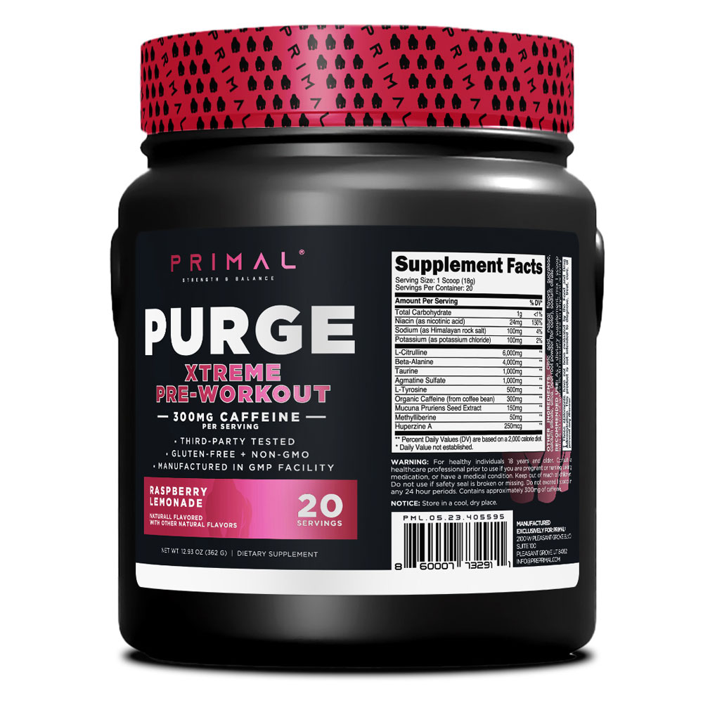 Purge Pre Workout - Rapid Lightening Raspberry Lemonade - 20 Servings