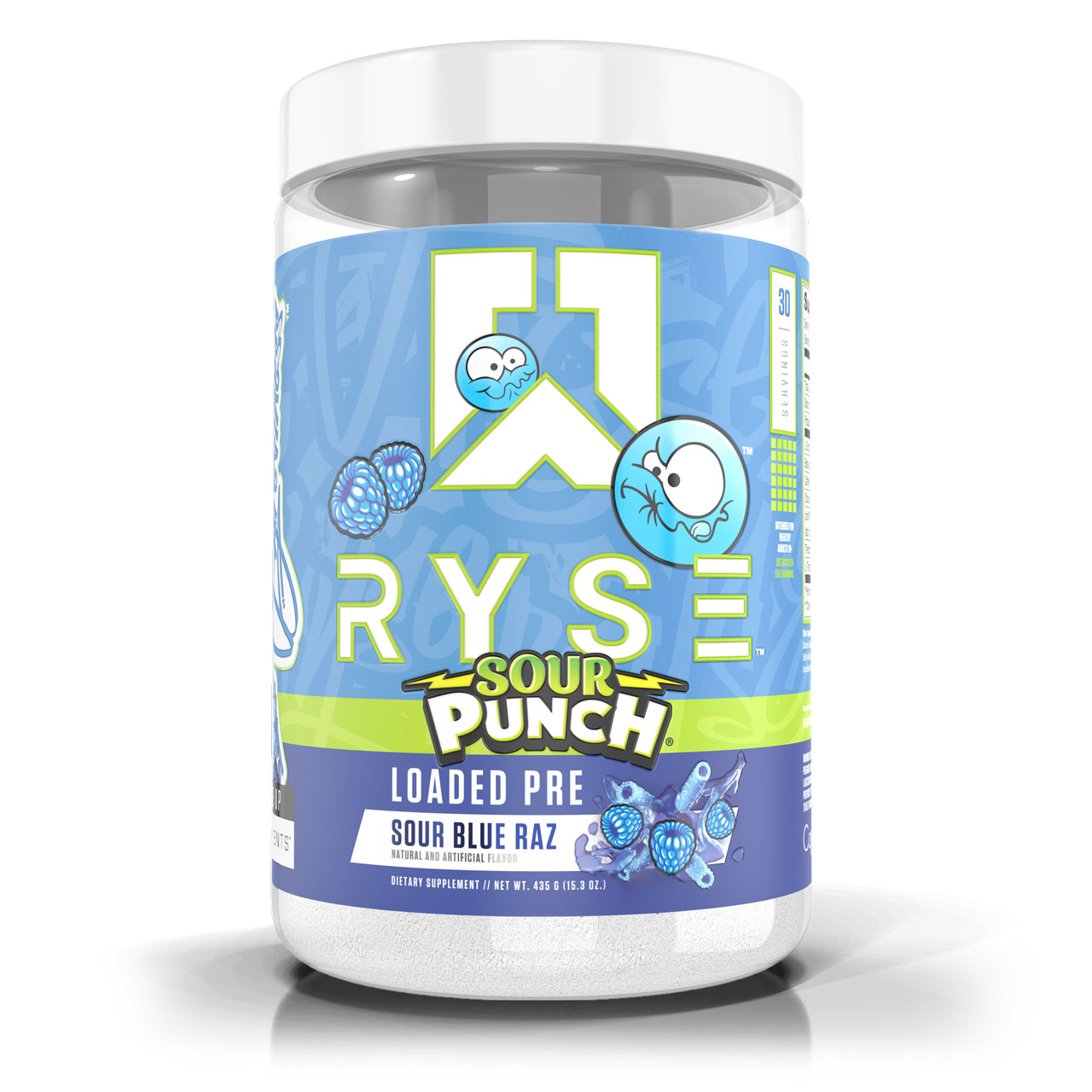 Ryse Loaded Pre Workout - Sour Punch Blue Razz - 30 Servings