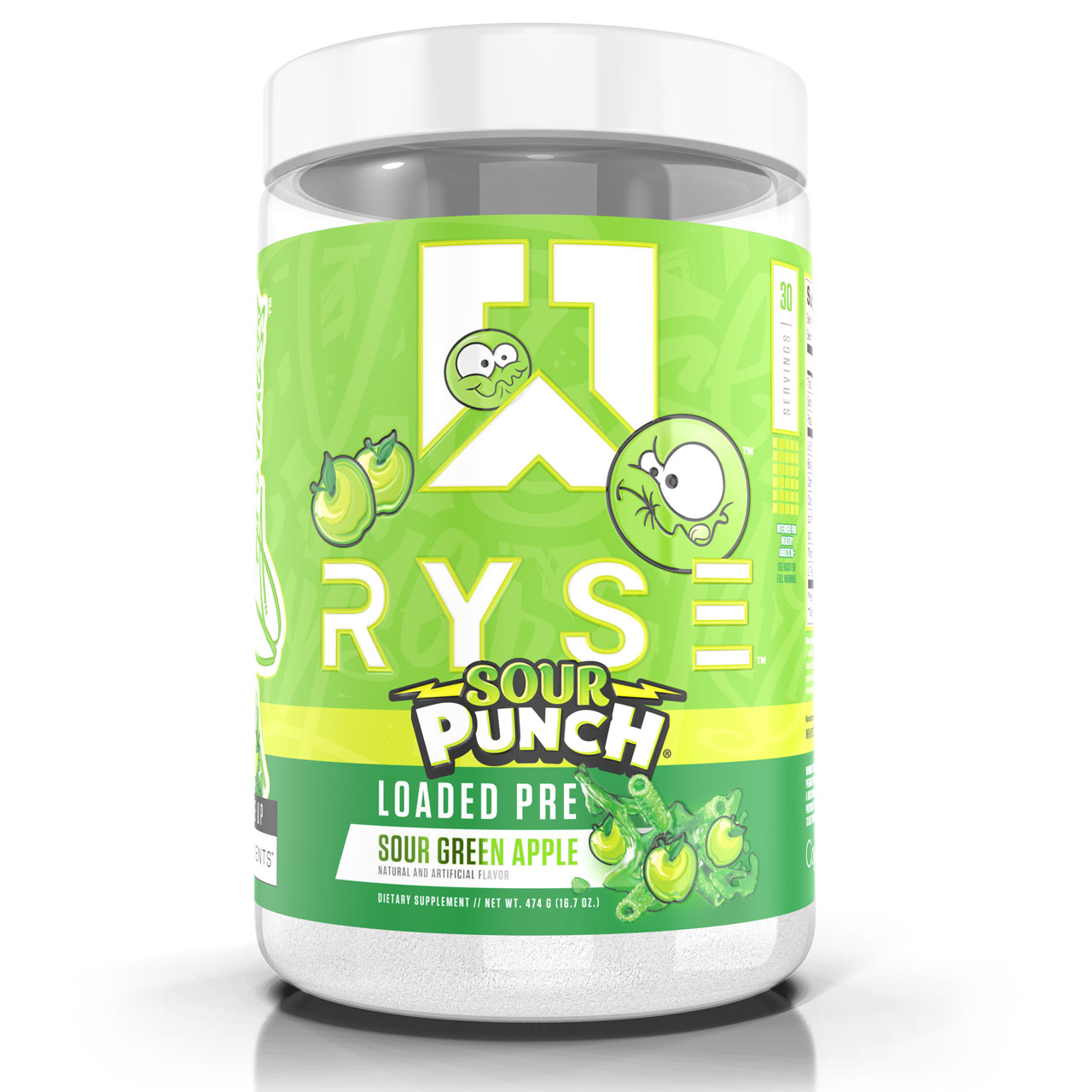 Ryse Loaded Pre Workout - Sour Punch Green Apple - 30 Servings