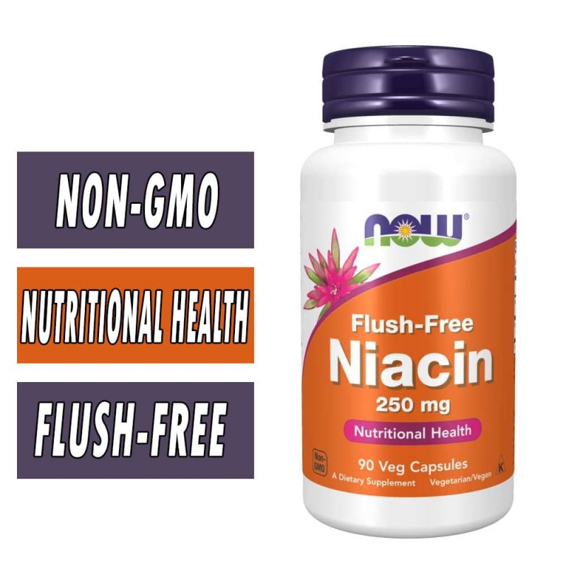 Niacin 250 mg Vitamin B3 Flush free - 90 veg. capsules - NOW foods