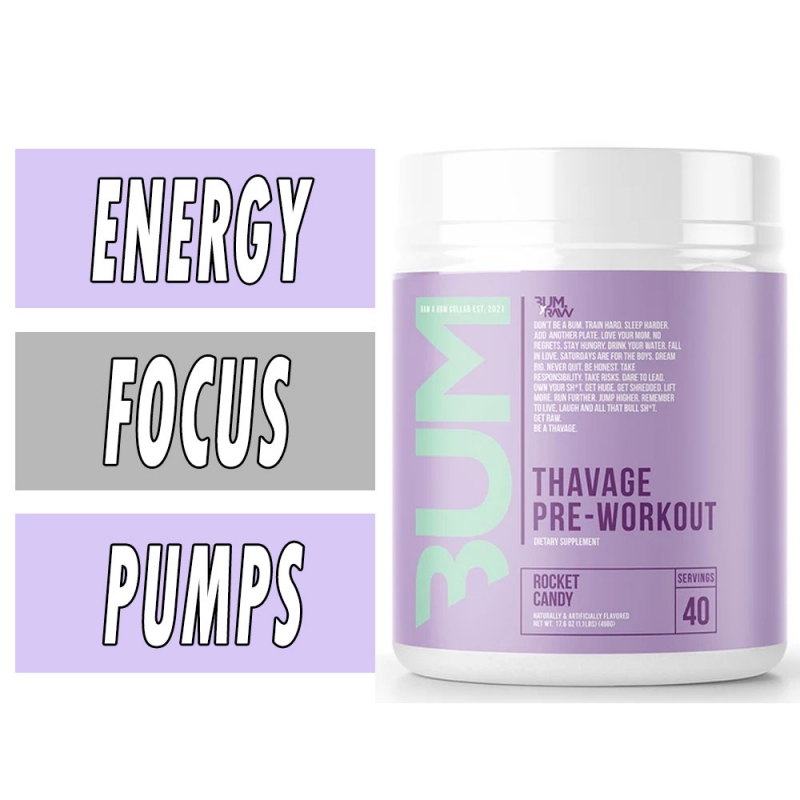 RAW Thavage Pre Workout Energy Drink - Green Gummy, 12 Bottles