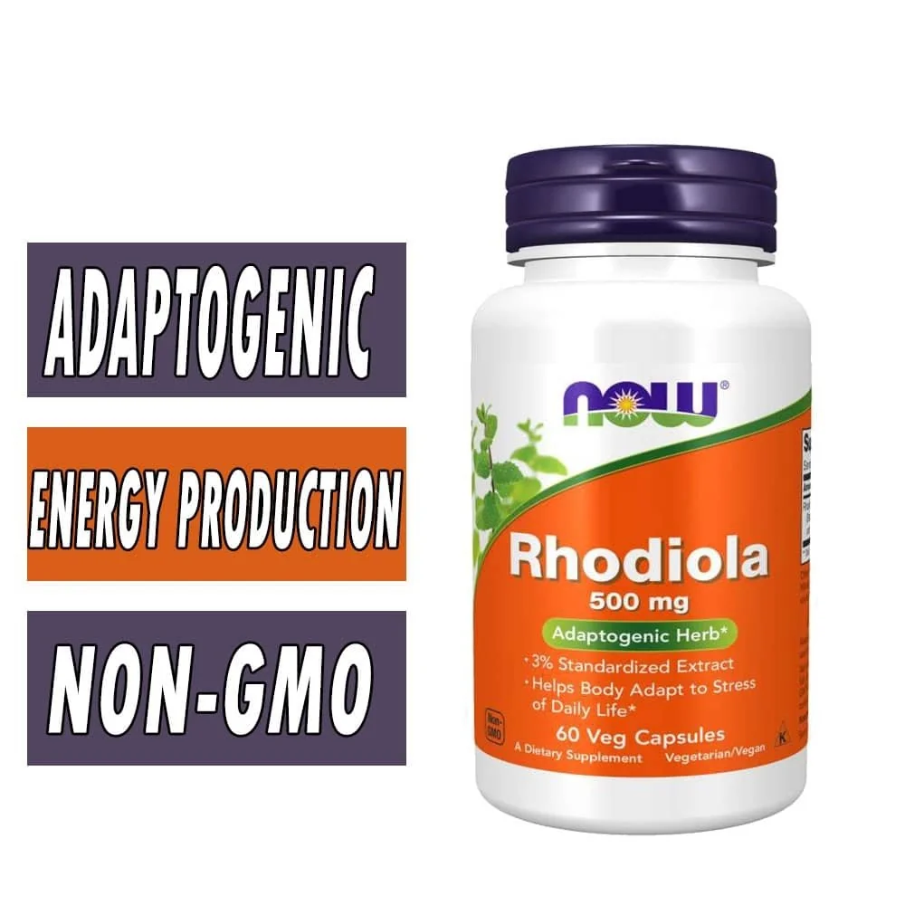 NOW Supplements, Rhodiola 500 mg, Helps Body Adapt to Stress of