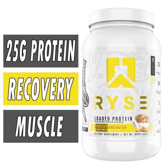 Ryse Loaded Protein Powder | 25g Whey Protein Isolate & Concentrate | with  Prebiotic Fiber & MCTs | Low Carbs & Low Sugar | 27 Servings (Vanilla